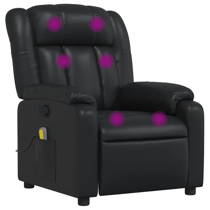 Fauteuil de relaxation TV fonction massage inclinable 6 points de massage en PVC noir DEC027038
