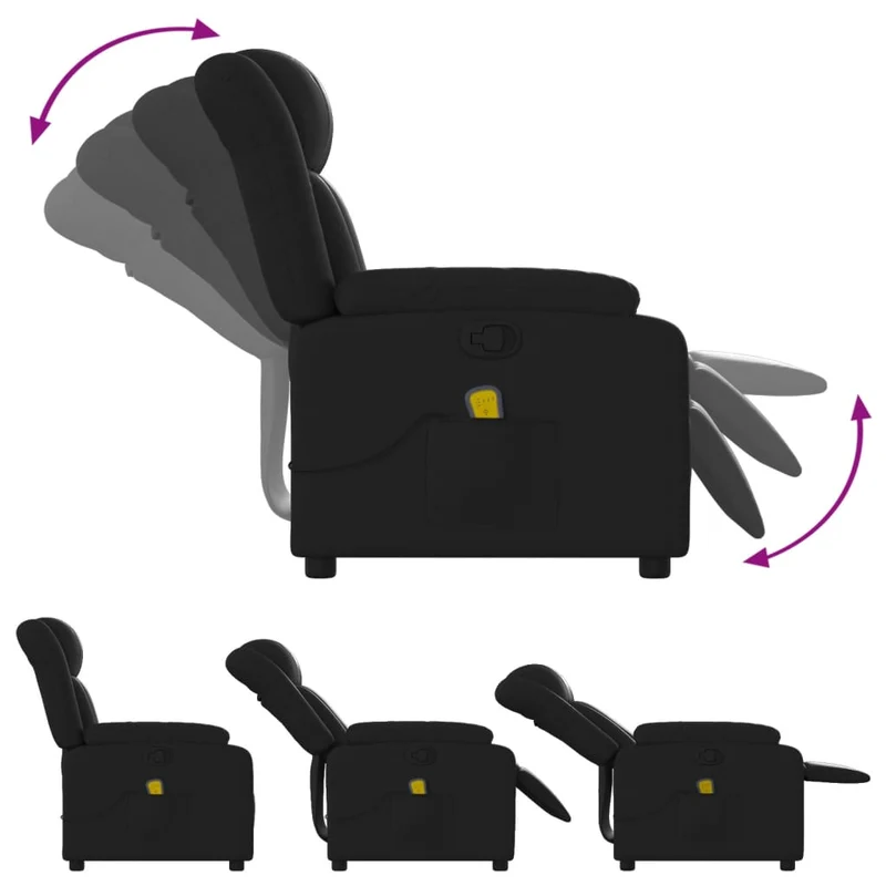 Fauteuil de relaxation TV fonction massage inclinable 6 points de massage en PVC noir DEC027038