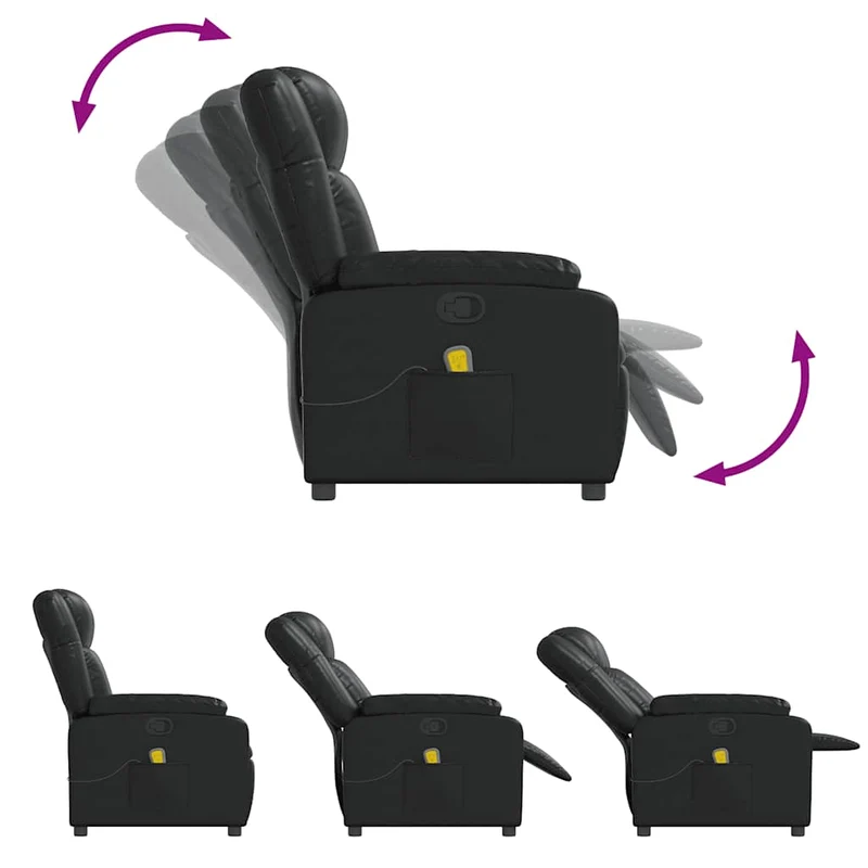Fauteuil de relaxation TV fonction massage inclinable 6 points de massage en PVC noir DEC027033