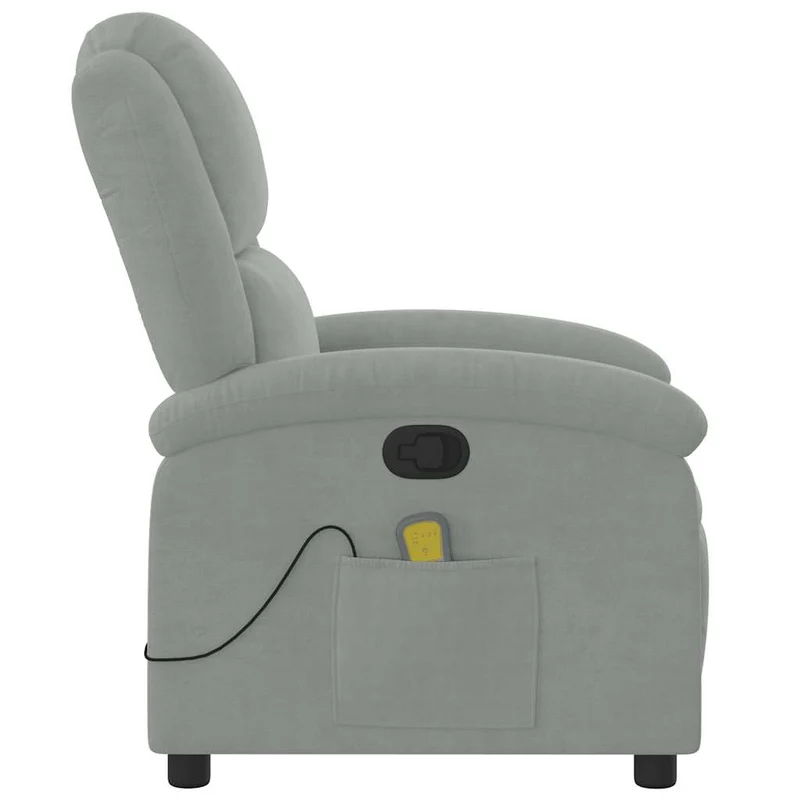 Fauteuil de relaxation TV fonction massage inclinable 6 points de massage en velours gris clair DEC026931