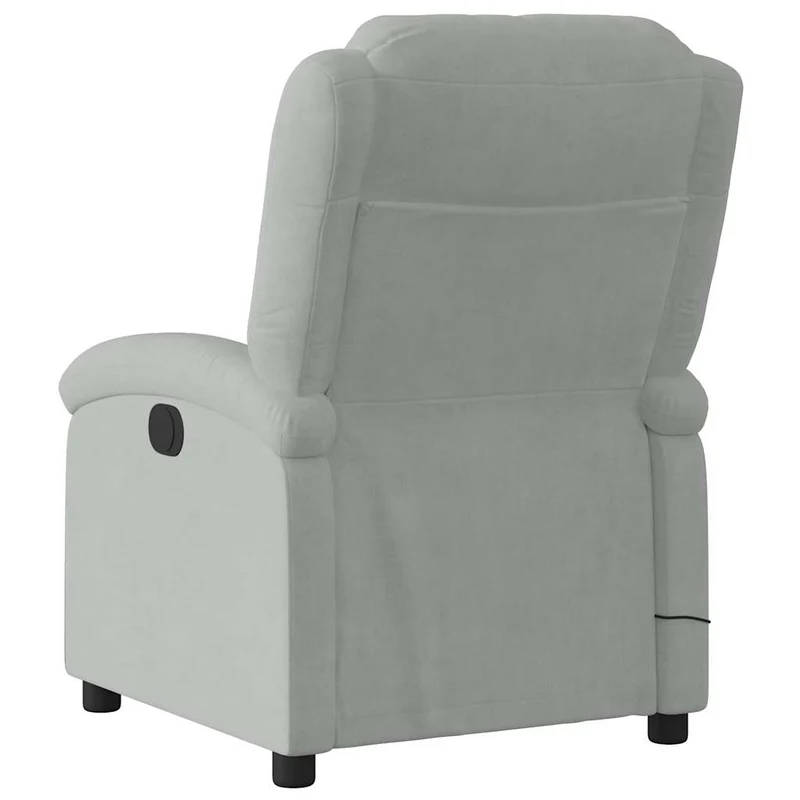 Fauteuil de relaxation TV fonction massage inclinable 6 points de massage en velours gris clair DEC026931