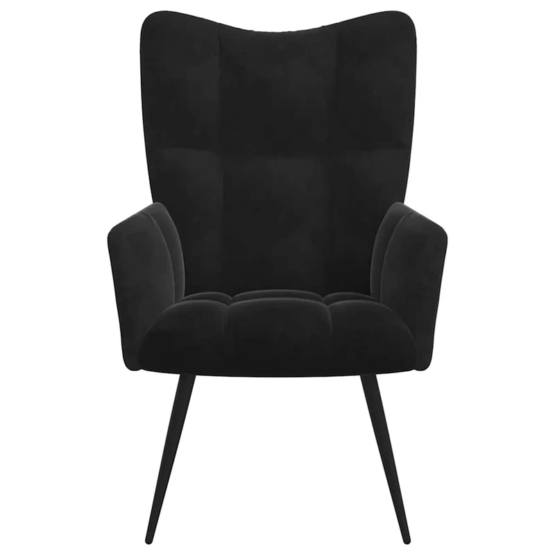 Fauteuil lounge chaise de canapé design moderne en velours noir coutures décoratives DEC026746