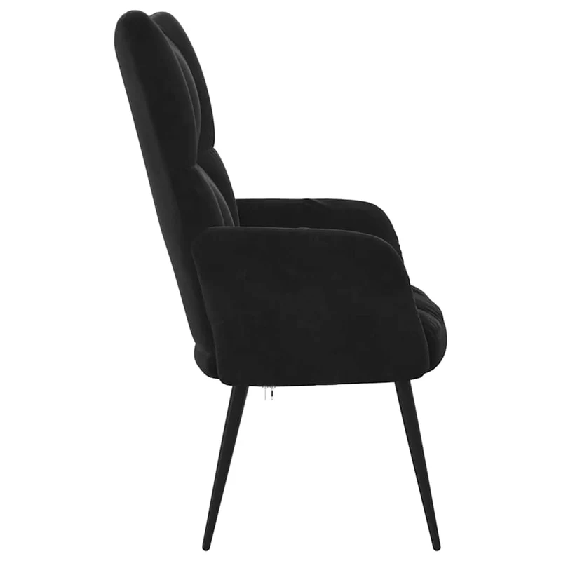 Fauteuil lounge chaise de canapé design moderne en velours noir coutures décoratives DEC026746