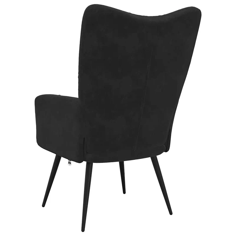 Fauteuil lounge chaise de canapé design moderne en velours noir coutures décoratives DEC026746