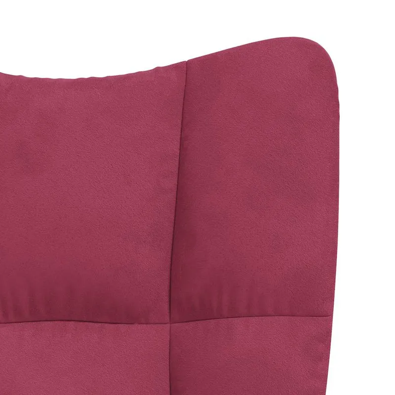 Fauteuil lounge chaise de canapé chambre design moderne en tissu velours rouge bordeaux DEC026767