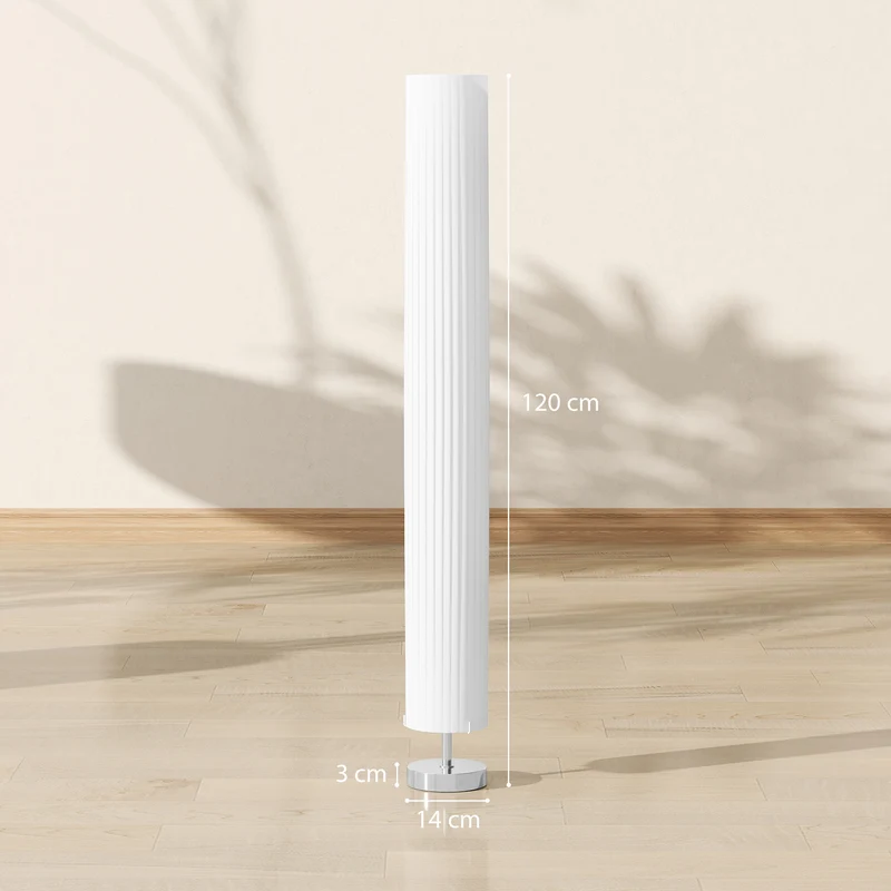 Lampadaire colonne sur pied salon 14 x 14 x 120 cm éclairage tamisé base très stable moderne en acier inoxydable blanc 21_0007002