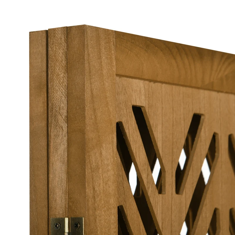 Paravent séparateur de pièce pliable 3 panneaux ajourés 120 x 170 x 1.7 cm intimité naturel moderne en bois marron clair 21_0001293