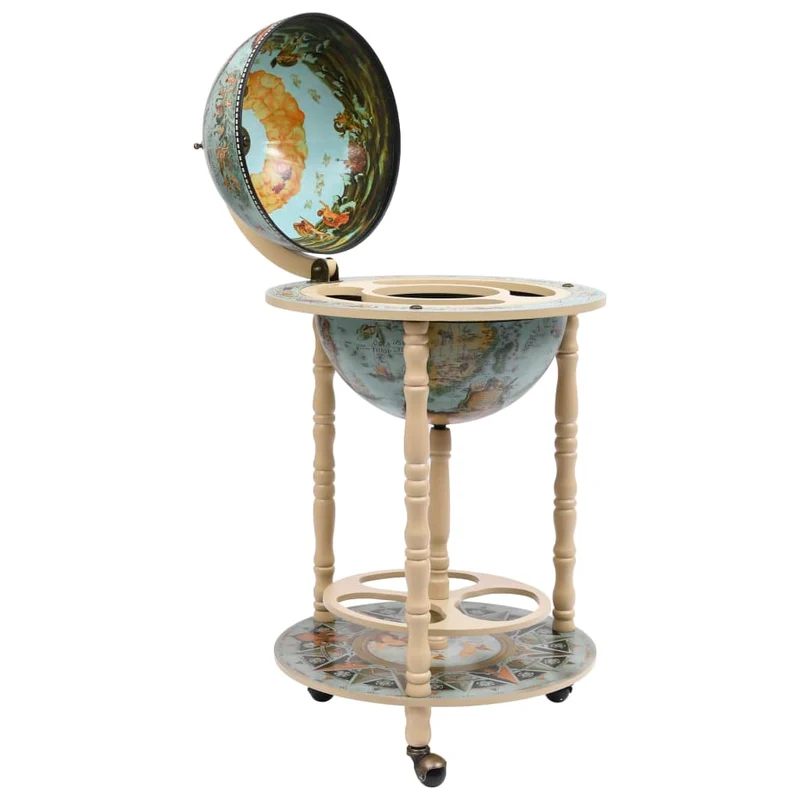 Bar sous forme de globe bois d'eucalyptus bleu 47 x 47 x 88 cm DEC024443
