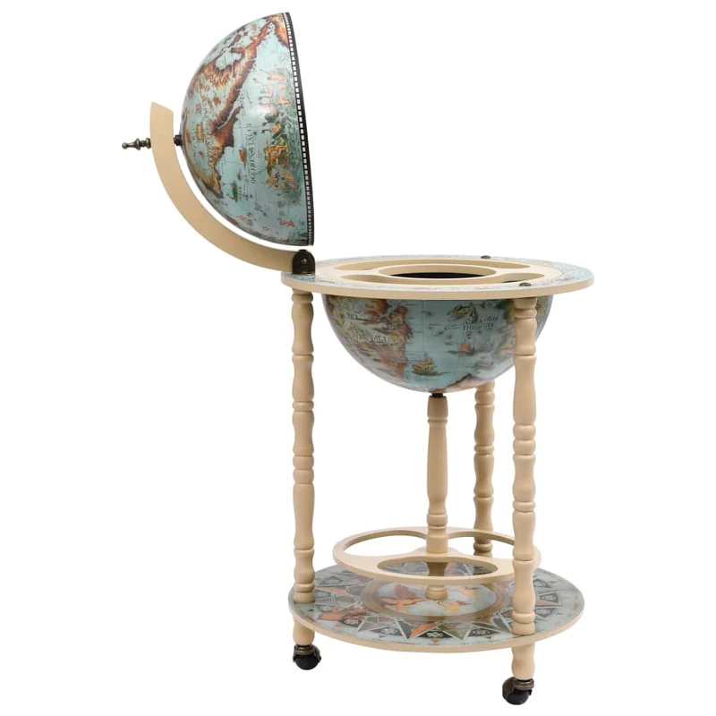 Bar sous forme de globe bois d'eucalyptus bleu 47 x 47 x 88 cm DEC024443