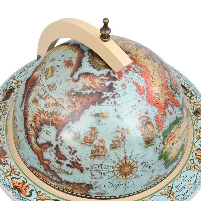 Bar sous forme de globe bois d'eucalyptus bleu 47 x 47 x 88 cm DEC024443