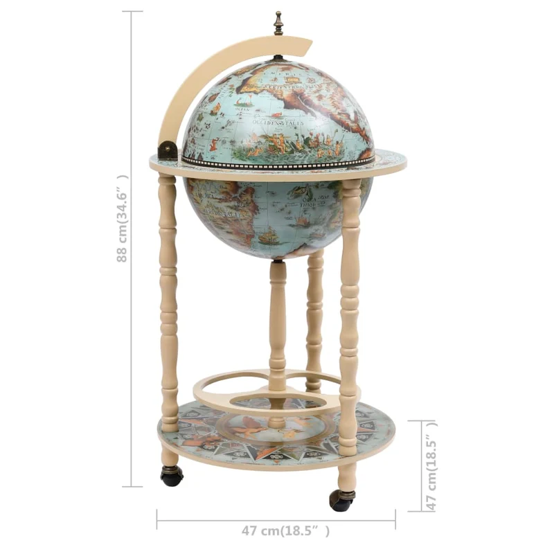 Bar sous forme de globe bois d'eucalyptus bleu 47 x 47 x 88 cm DEC024443