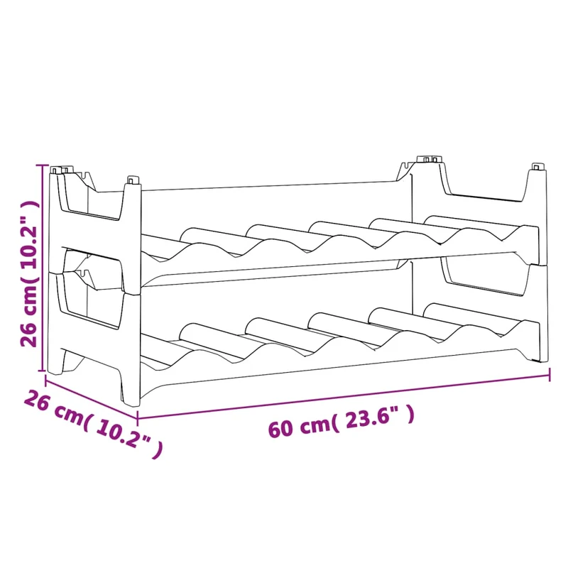 Casier range bouteilles étagère de rangement vin pour 12 bouteilles pp empilable anthracite DEC024393