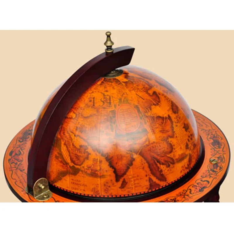 Globe de bar support de vin sous forme de globe bois d'eucalyptus brun DEC024452