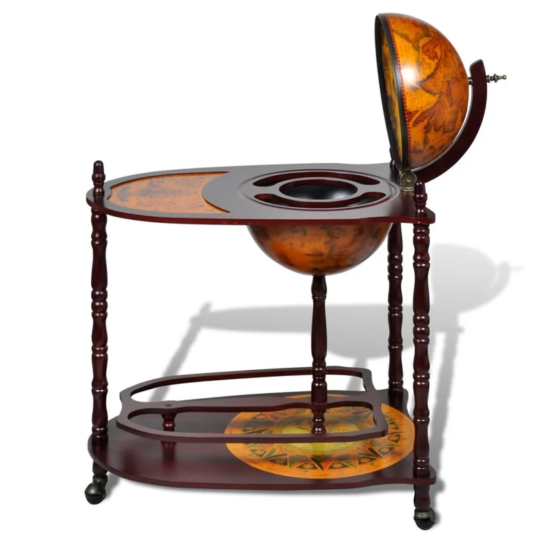 Globe de bar support de vin autoportant sous forme globe bois d'eucalyptus brun DEC024447