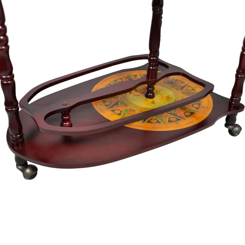 Globe de bar support de vin autoportant sous forme globe bois d'eucalyptus brun DEC024447