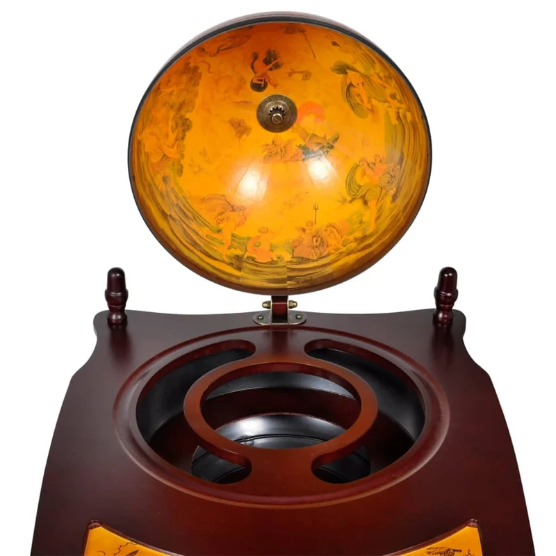 Globe de bar support de vin autoportant sous forme globe bois d'eucalyptus brun DEC024447