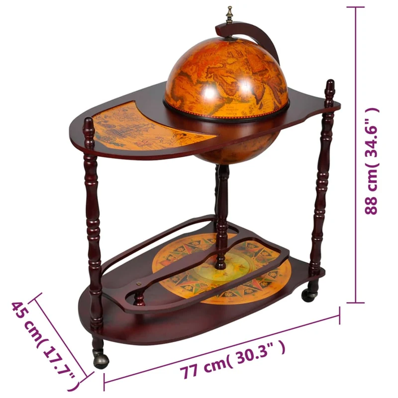 Globe de bar support de vin autoportant sous forme globe bois d'eucalyptus brun DEC024447