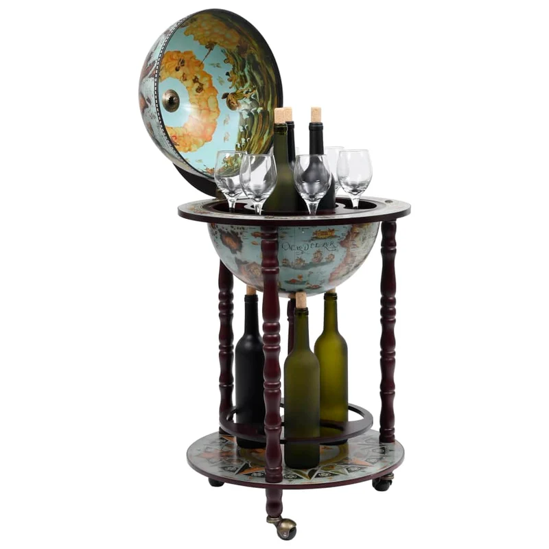 Globe de bar sous forme de globe bois d'eucalyptus bleu bleu DEC024442