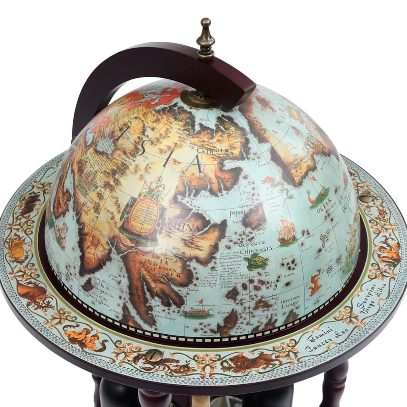 Globe de bar sous forme de globe bois d'eucalyptus bleu bleu DEC024442