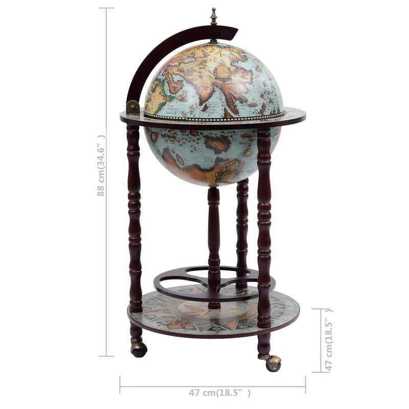 Globe de bar sous forme de globe bois d'eucalyptus bleu bleu DEC024442