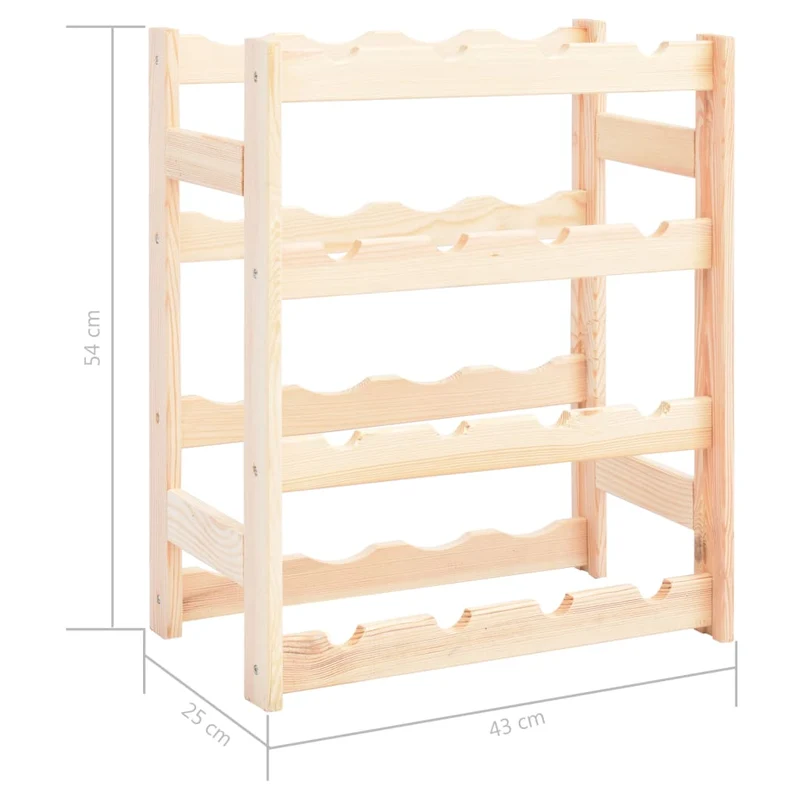 Casier range bouteilles étagère de rangement vin pour 16 bouteilles en bois de pin clair DEC024301