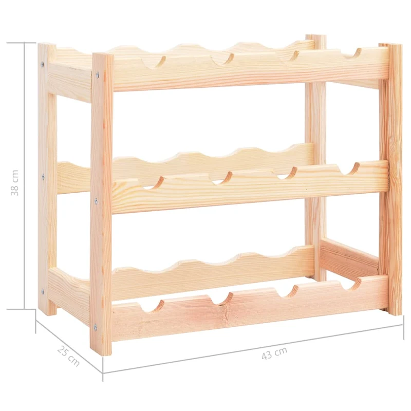 Casier range bouteilles étagère de rangement vin pour 12 bouteilles en bois de pin clair DEC024294