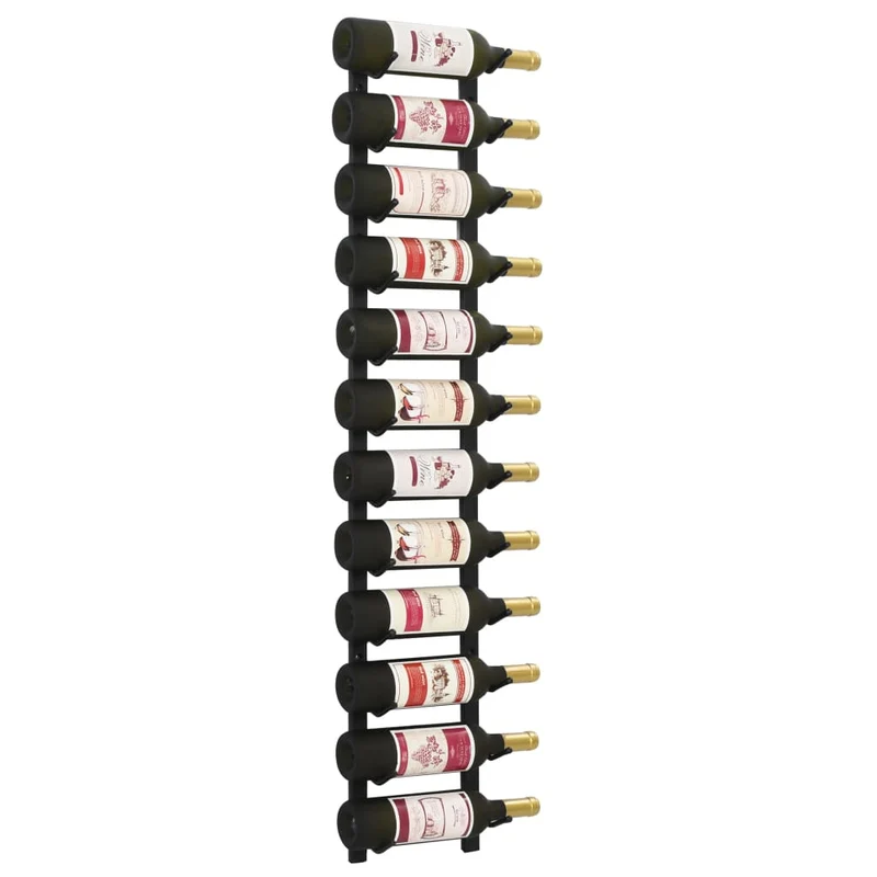 Casier range bouteilles étagère de rangement vin mural pour 12 bouteille en fer noir DEC024283