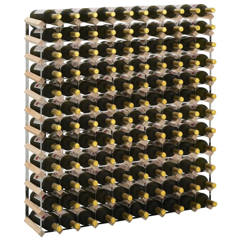 Casier range bouteilles étagère de rangement vin 120 bouteilles en bois de pin et acier DEC024264