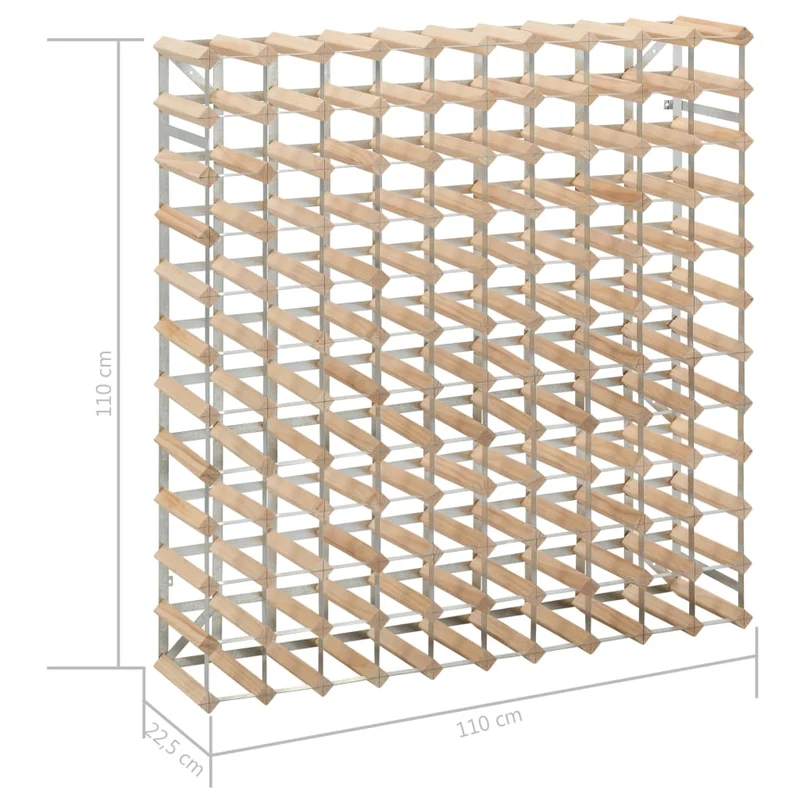 Casier range bouteilles étagère de rangement vin 120 bouteilles en bois de pin et acier DEC024264