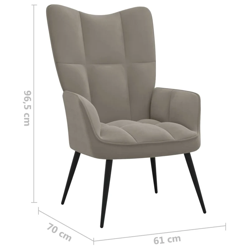 Fauteuil lounge chaise de canapé design modene avec repose-pieds en velours gris DEC026579
