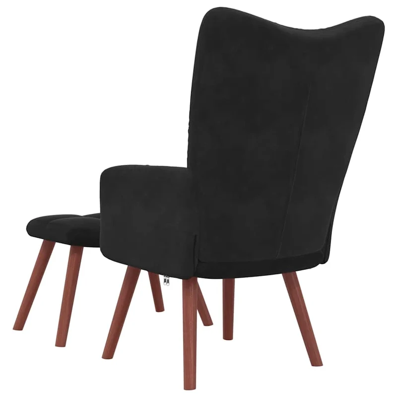 Fauteuil lounge chaise de canapé design modene avec repose-pied en velours noir DEC026541