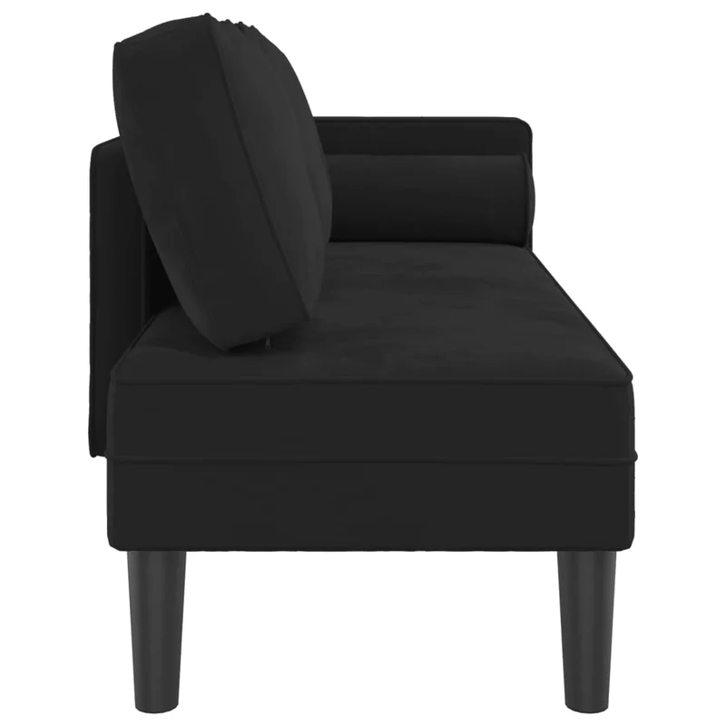 Méridienne chaise longue pour intérieur avec coussins en velours noir DEC026092