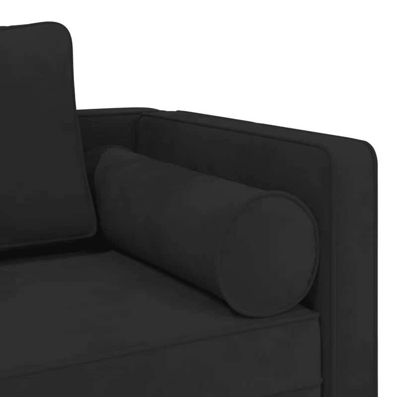 Méridienne chaise longue pour intérieur avec coussins en velours noir DEC026092