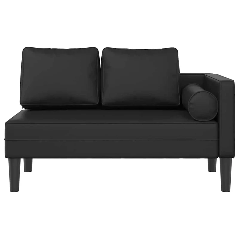Méridienne chaise longue canapé pour intérieur avec coussins en PVC noir DEC026087