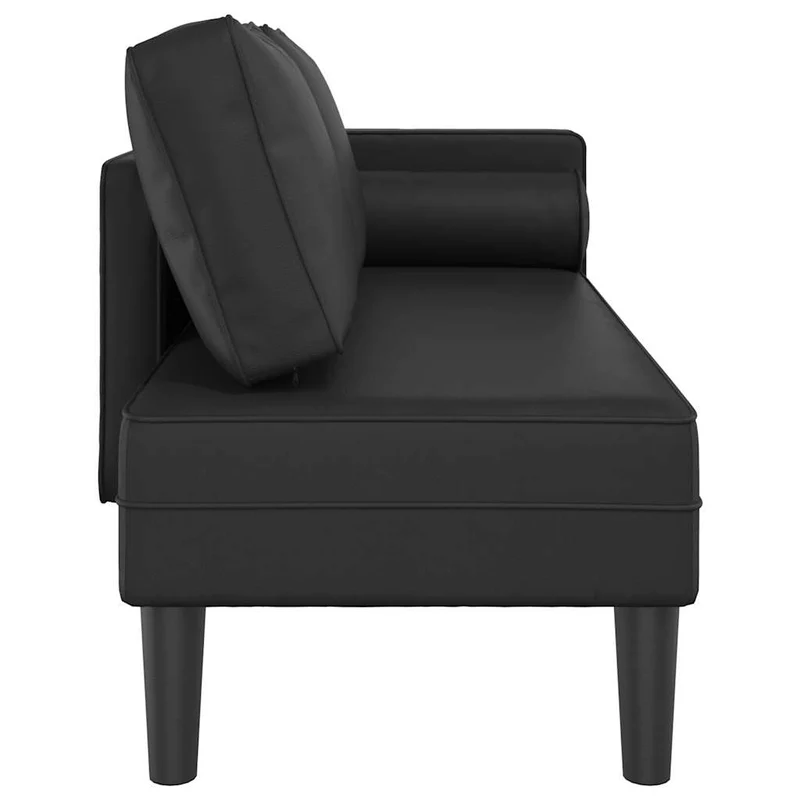 Méridienne chaise longue canapé pour intérieur avec coussins en PVC noir DEC026087