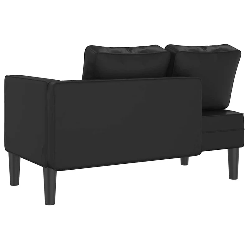 Méridienne chaise longue canapé pour intérieur avec coussins en PVC noir DEC026087