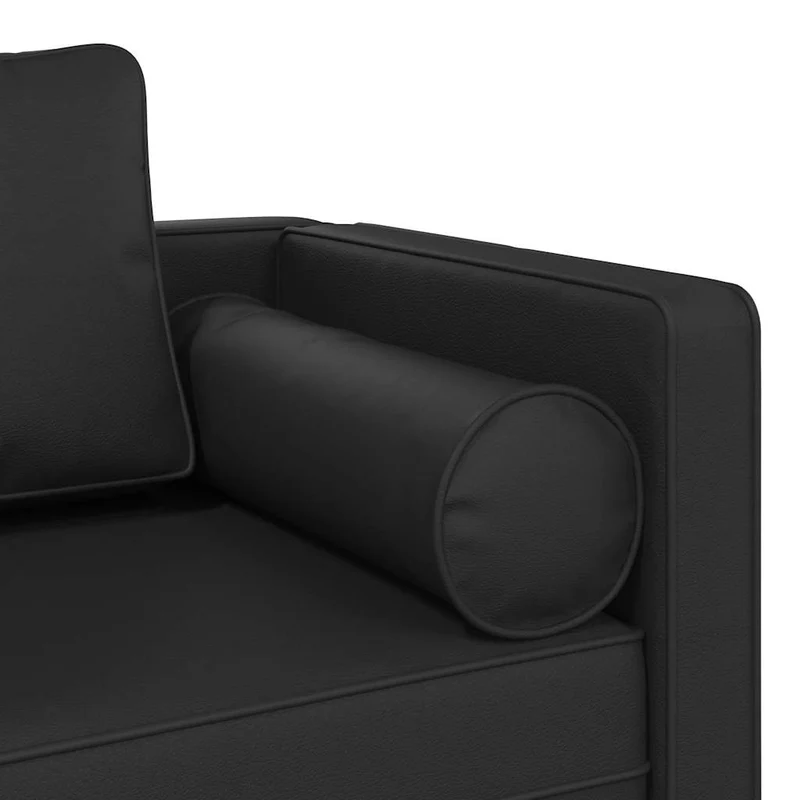 Méridienne chaise longue canapé pour intérieur avec coussins en PVC noir DEC026087