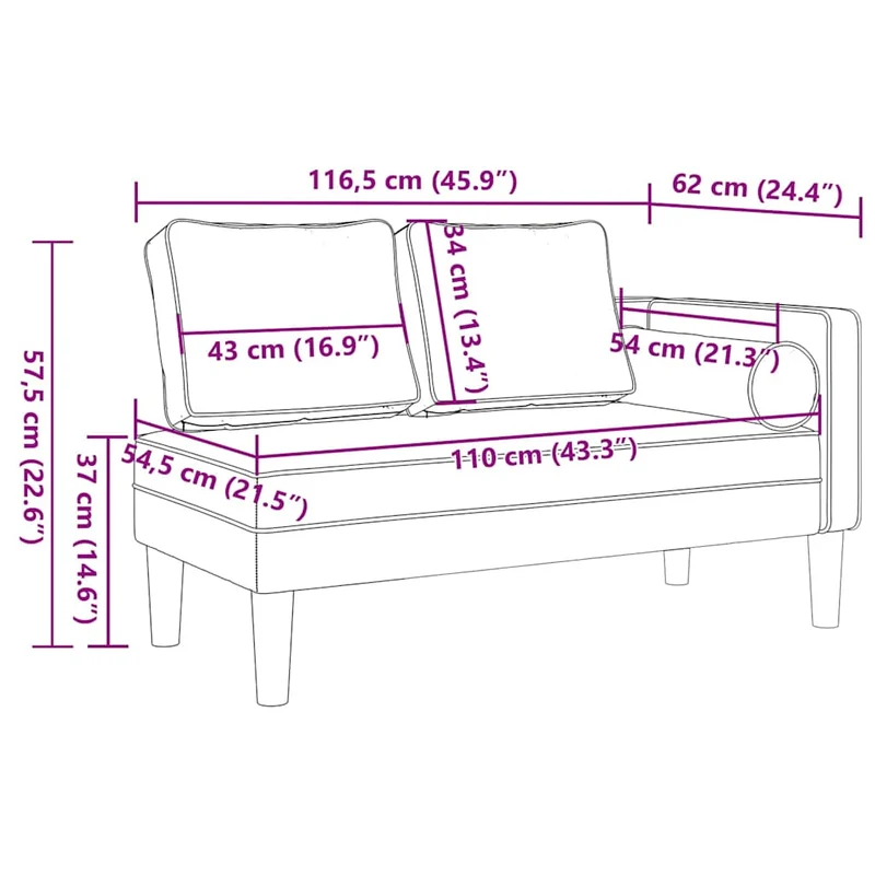 Méridienne chaise longue canapé pour intérieur avec coussins en PVC noir DEC026087