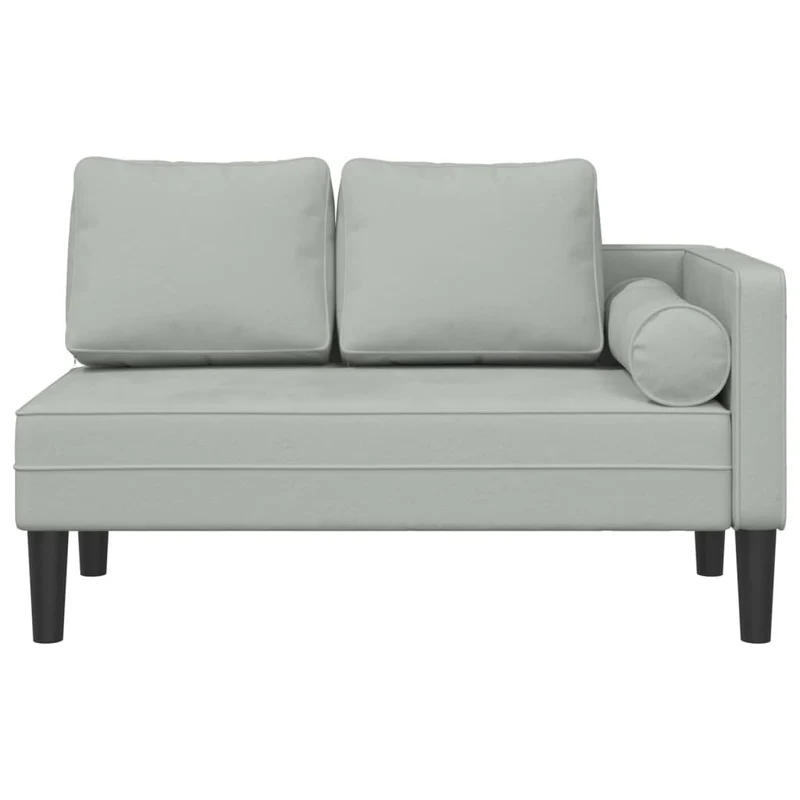 Méridienne chaise longue canapé pour intérieur avec coussins en velours gris clair DEC026075