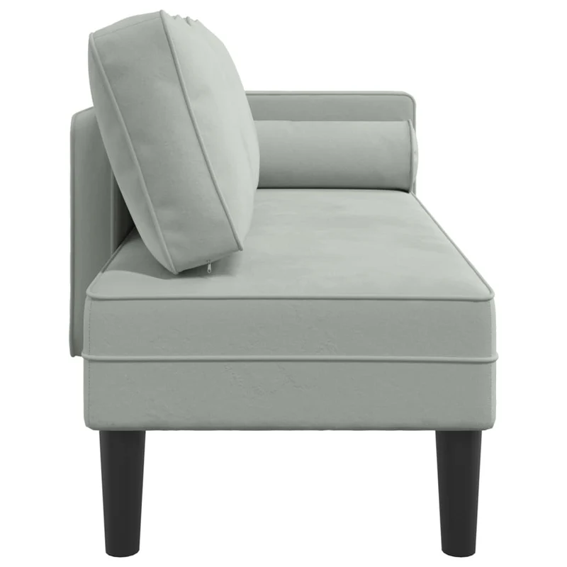 Méridienne chaise longue canapé pour intérieur avec coussins en velours gris clair DEC026075