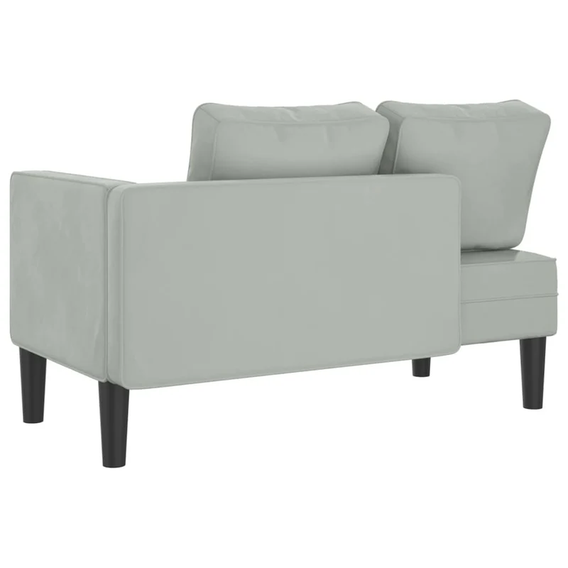 Méridienne chaise longue canapé pour intérieur avec coussins en velours gris clair DEC026075