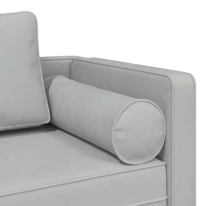 Méridienne chaise longue canapé pour intérieur avec coussins en velours gris clair DEC026075