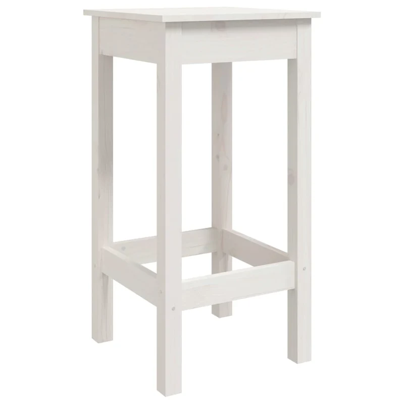 Lot de 2 tabourets de bar design classique avec repose-pieds 40x40x78 cm en bois de pin blanc DEC025182