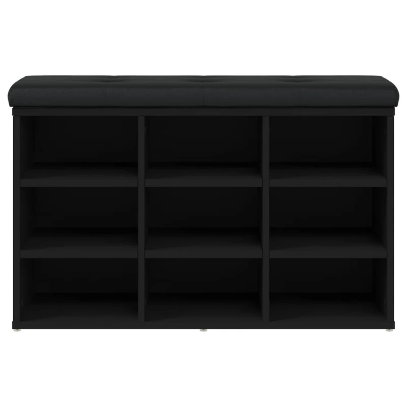 Banc de rangement à chaussures 82 x 32 x 50 cm bois d'ingénierie noir DEC024926