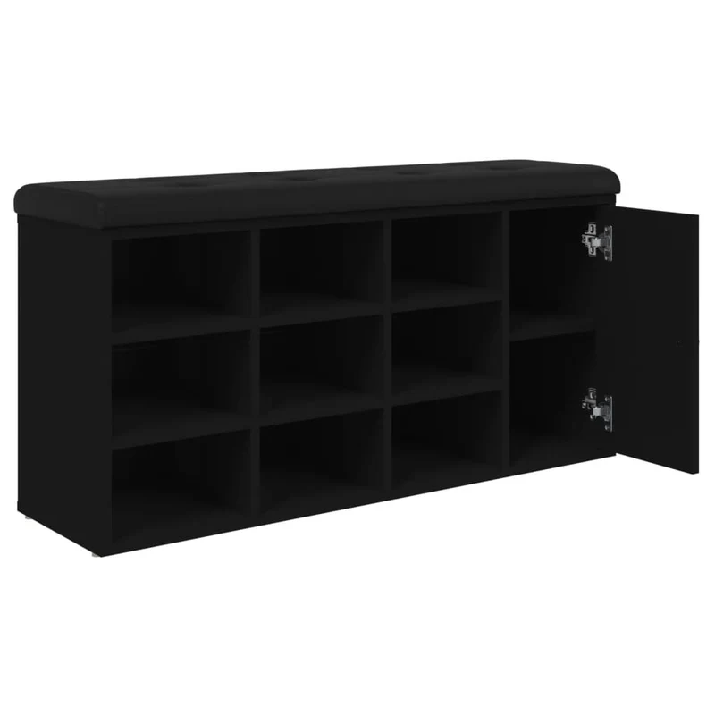 Banc de rangement à chaussures 102 x 32 x 50 cm bois d'ingénierie noir DEC024912