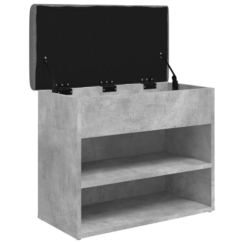 Banc de rangement à chaussures gris béton 62 x 32 x 50 cm bois d'ingénierie gris DEC024904