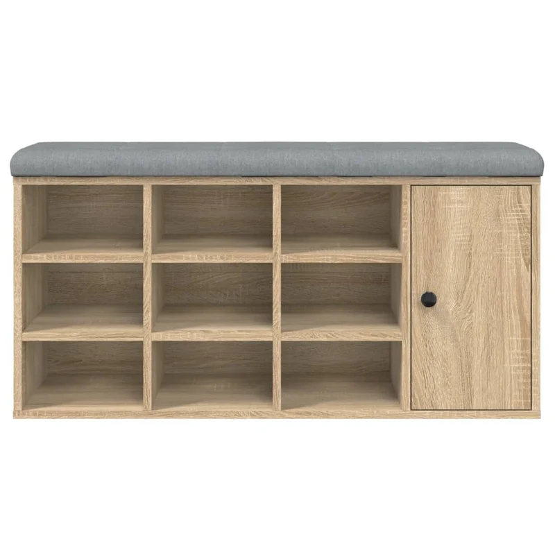 Banc de rangement à chaussures couleur chêne 102 x 32 x 50 cm bois d'ingénierie brun DEC024886