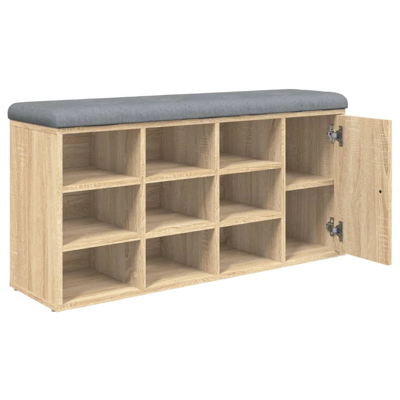 Banc de rangement à chaussures couleur chêne 102 x 32 x 50 cm bois d'ingénierie brun DEC024886
