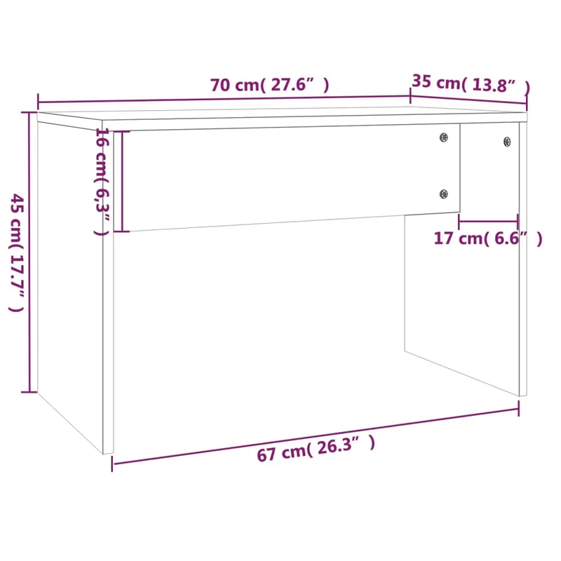 Tabouret de coiffeuse blanc 70 x 35 x 45 cm bois d'ingénierie blanc DEC024974