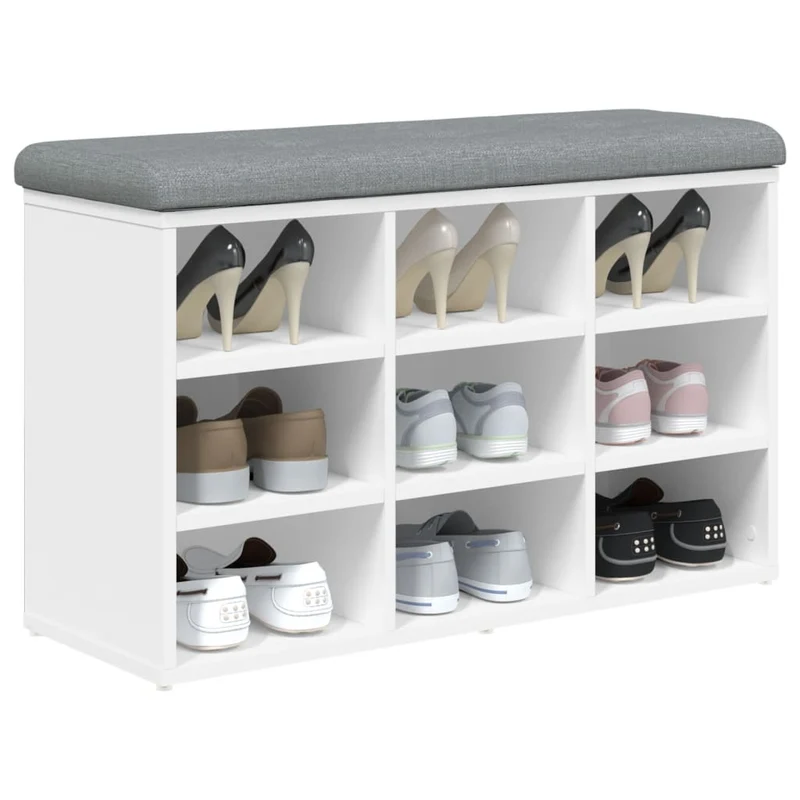 Banc de rangement à chaussures blanc 82 x 32 x 50 cm bois d'ingénierie blanc DEC024832
